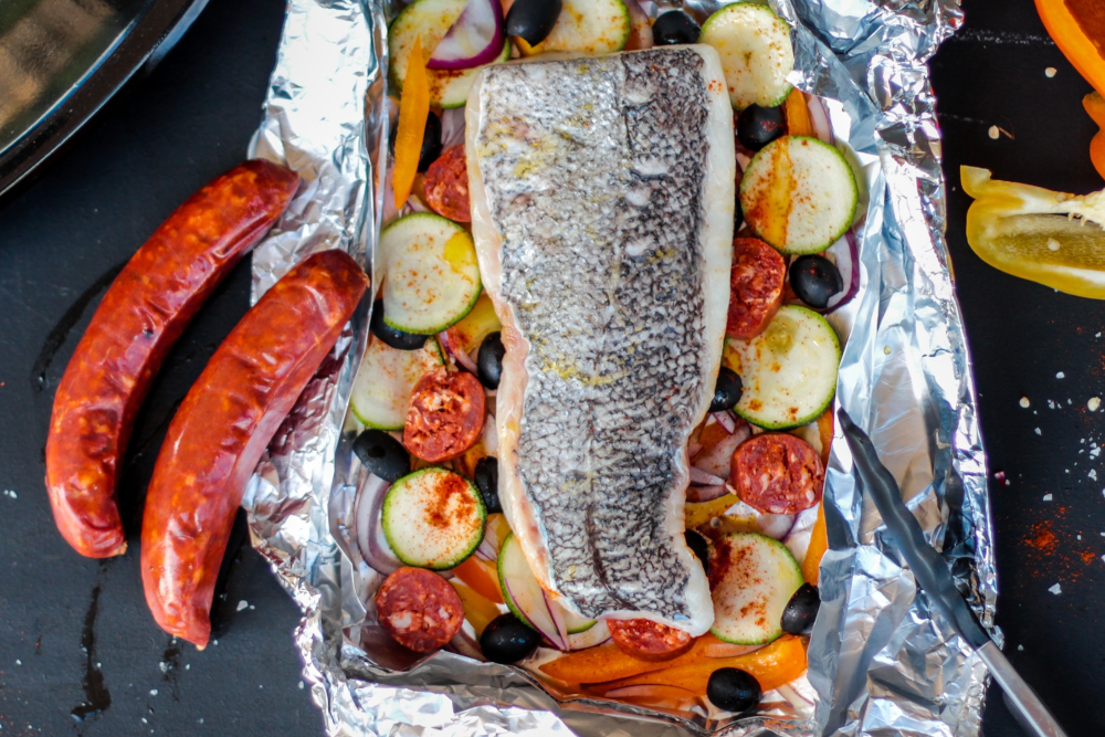 BBQ Hake with Chorizo