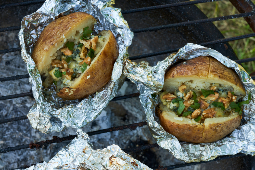 BBQ Jacket Potatoes with Cropwell Bishop Stilton & Walnuts