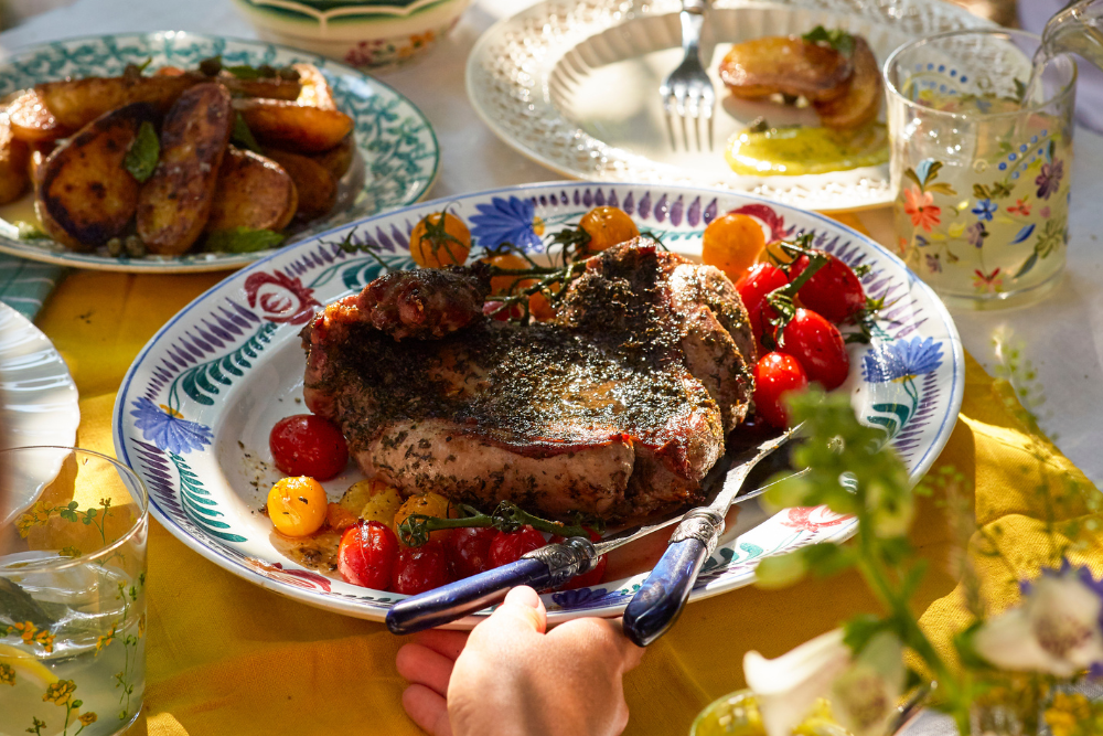 Butterflied Lamb with Minty Potatoes