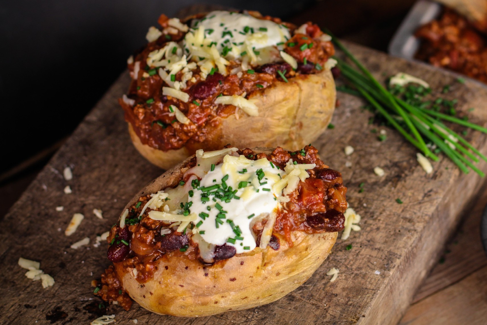 Chilli-Loaded Baked Potatoes