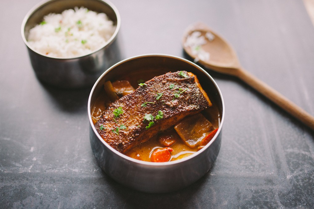 Fish Balti with Pan-Fried Trout