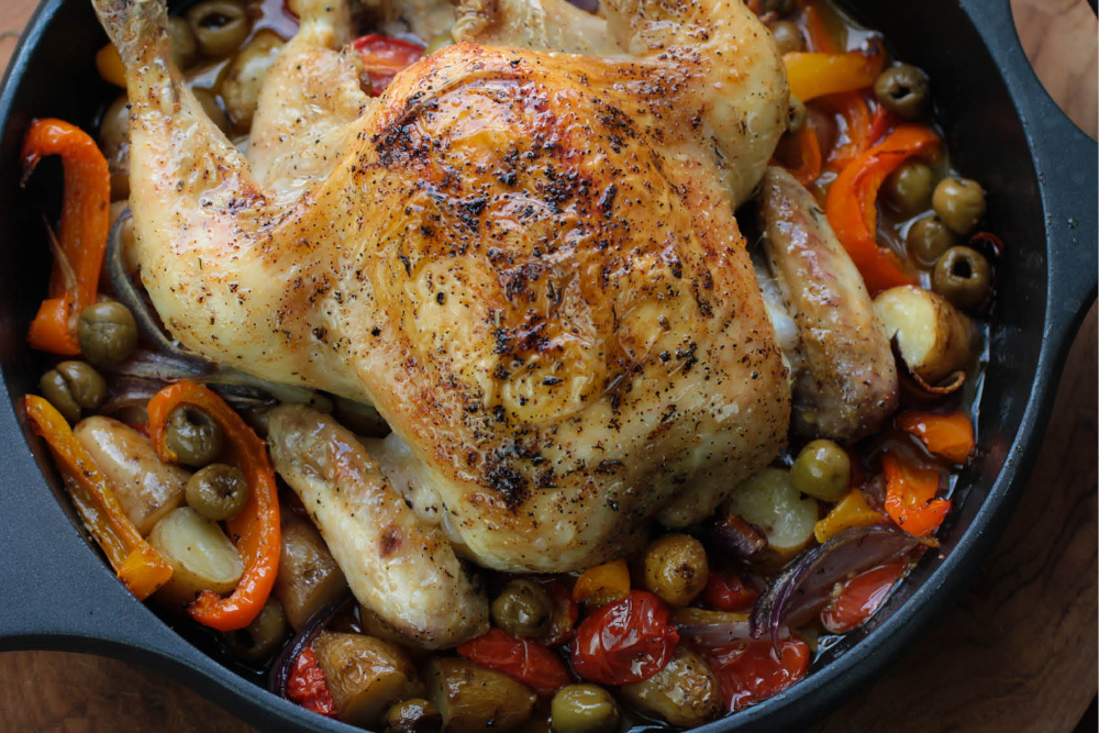 Italian Roast Chicken with Peppers & Olives