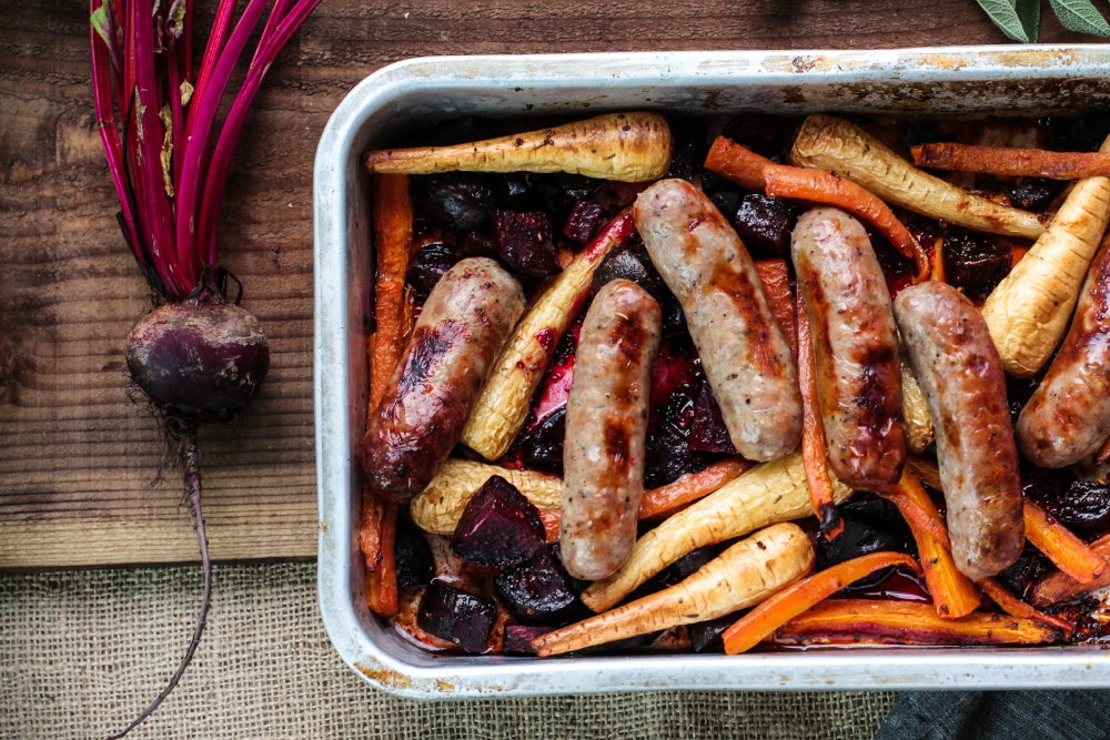 Sausage & Root Vegetable Bake