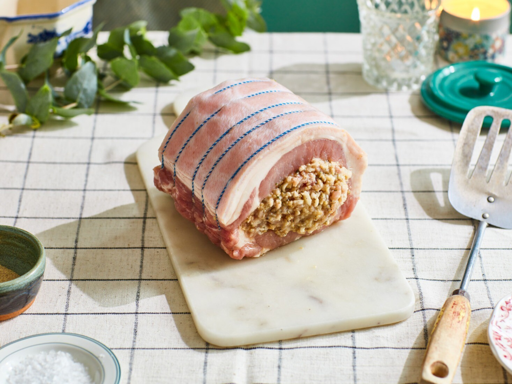 Pork Loin with Brandy, Apple & Sage Stuffing