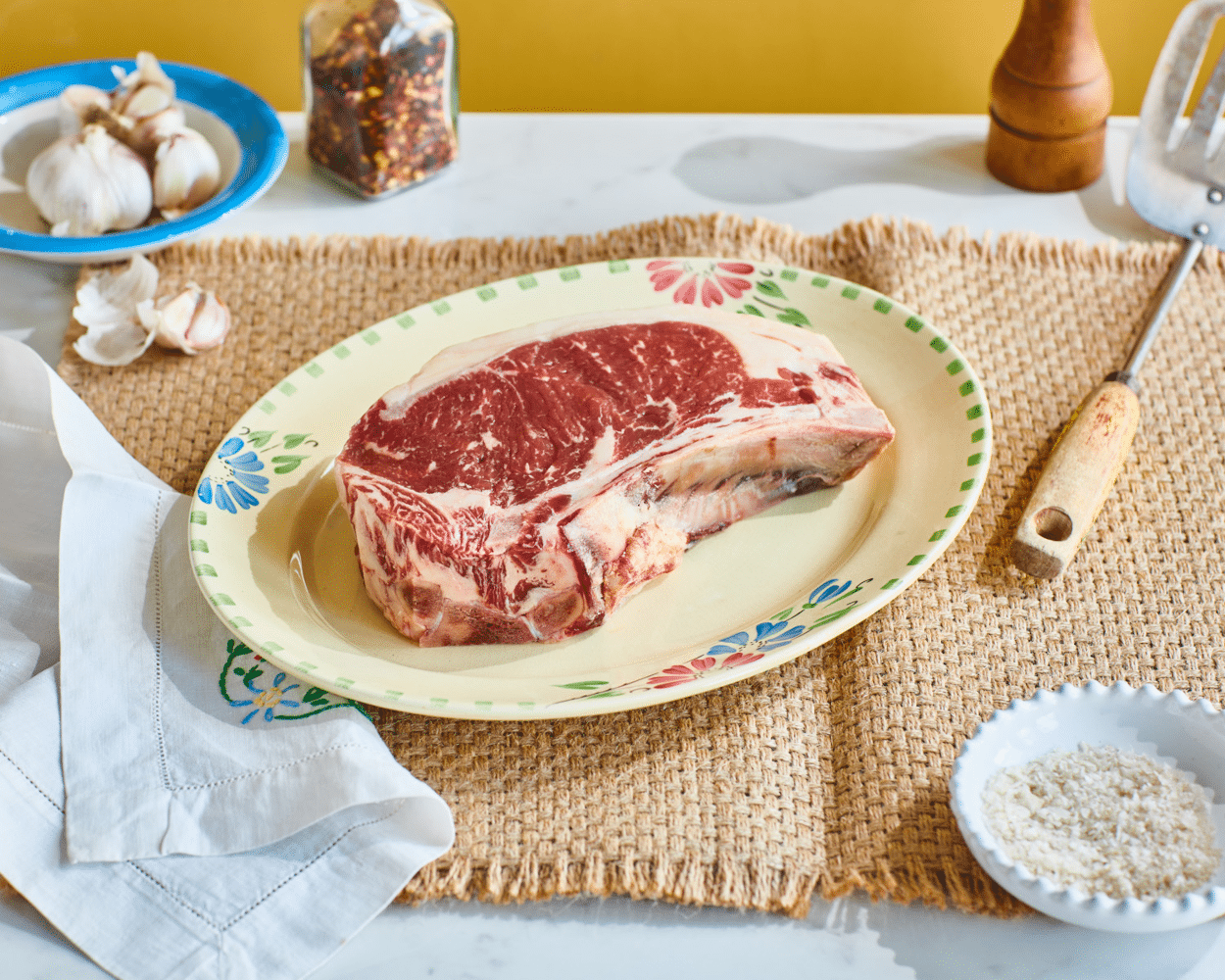 Salt-Aged Wing Rib Steak (566g) Field Flower
