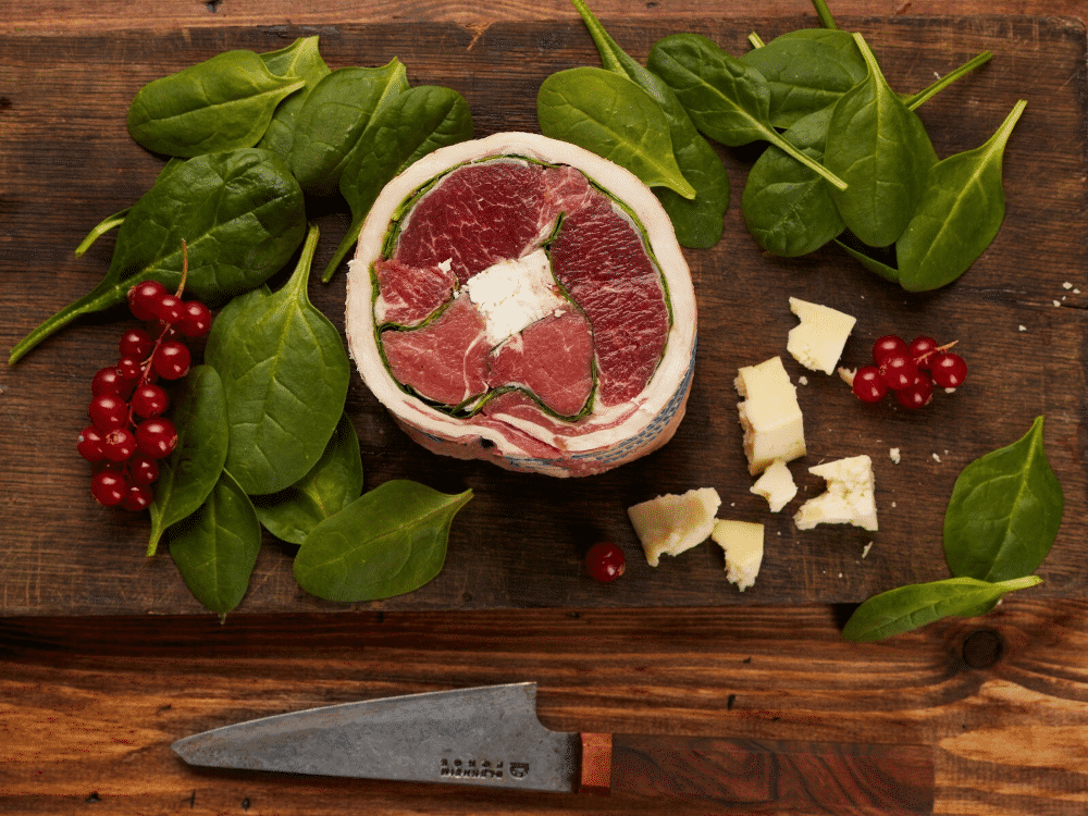 Lamb Saddle with English Feta-Style Cheese & Spinach (500g)