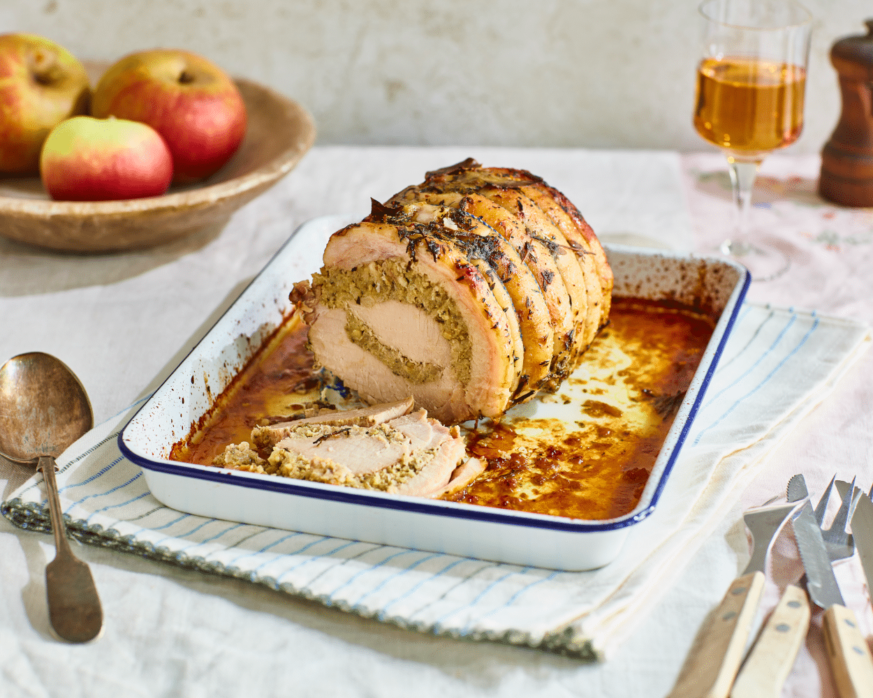 Slow-Cooked Pork Loin with Brandy & Apple Stuffing (500g)